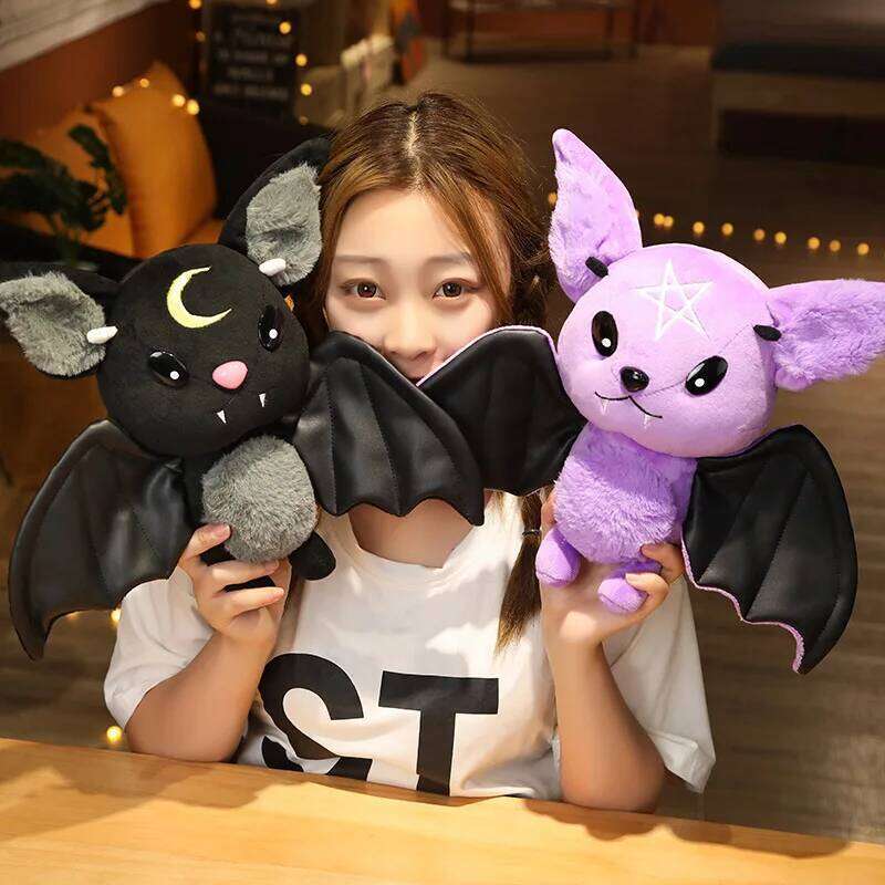 Plushy Four-color Demon Bat Cartoon Soft Model Kids Christmas Halloween Holiday Gifts Horror Style Home Deco Y260128
