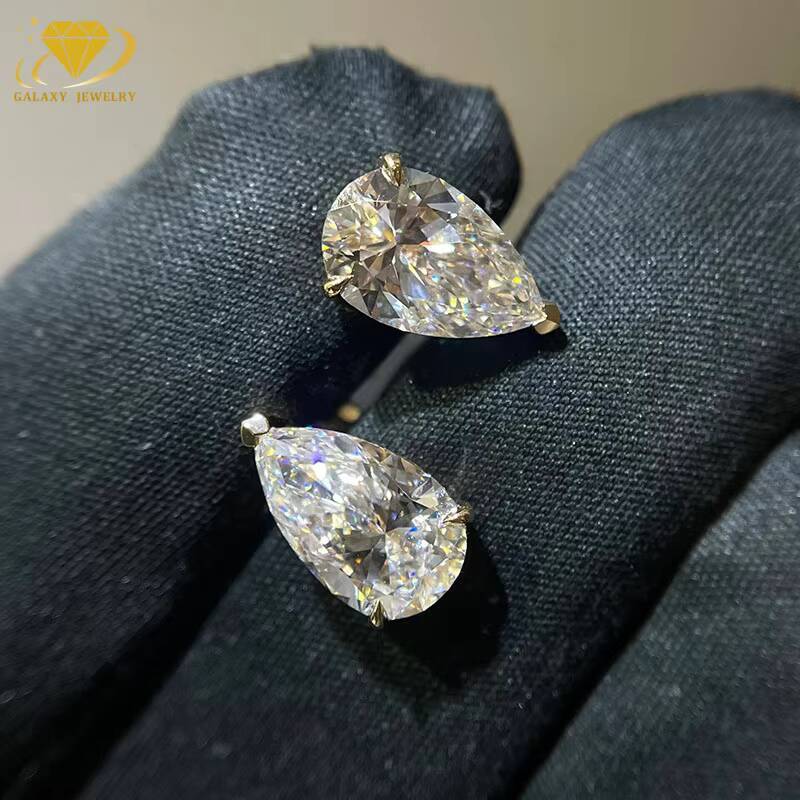 Fashion Jewelry Wholesale 18K Gold/ Silver Pear Cut Lab Grown Diamond Earrings For Women Bulk Order Accepted