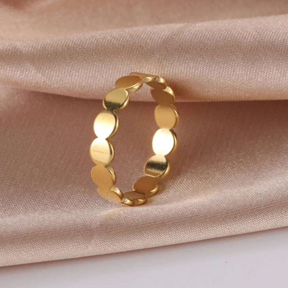 Skyrim Fashion Geometric Round Minimalist Rings for Women Girls Gold Color Stainless Steel Ring Wedding Party Jewelry Wholesale XJ260127