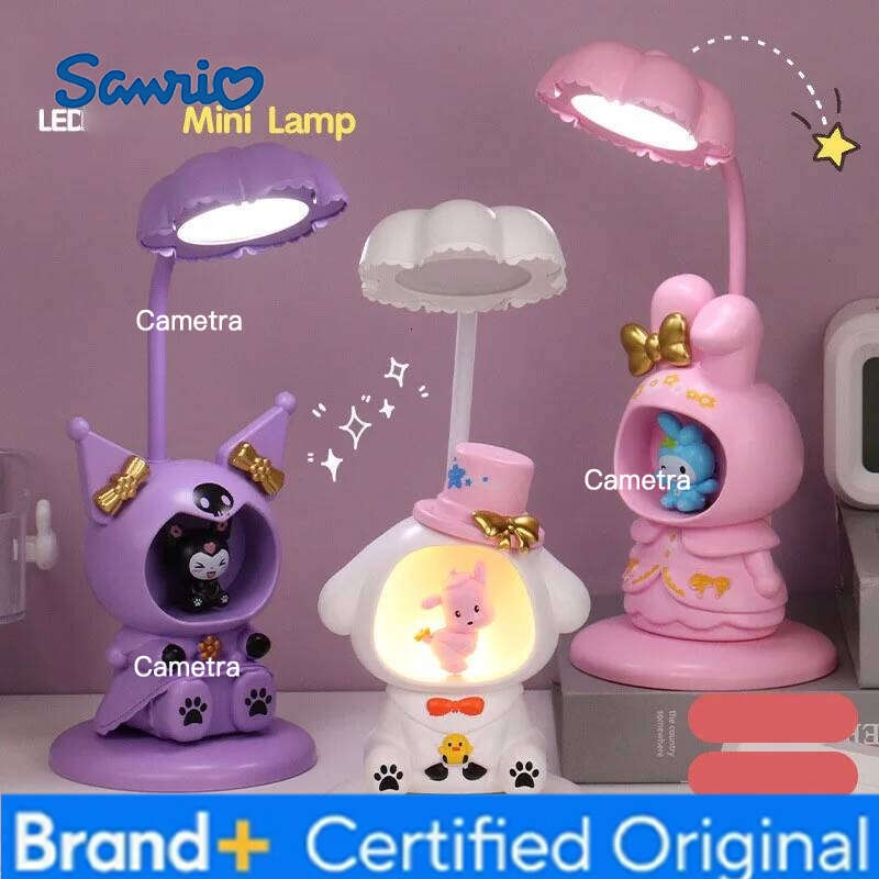 Sanrio Cartoon Anime Bedroom Desk Cinnamoroll Kuromi Melody Action Model USB Luminous lamp Decoration Children Gift H26012811