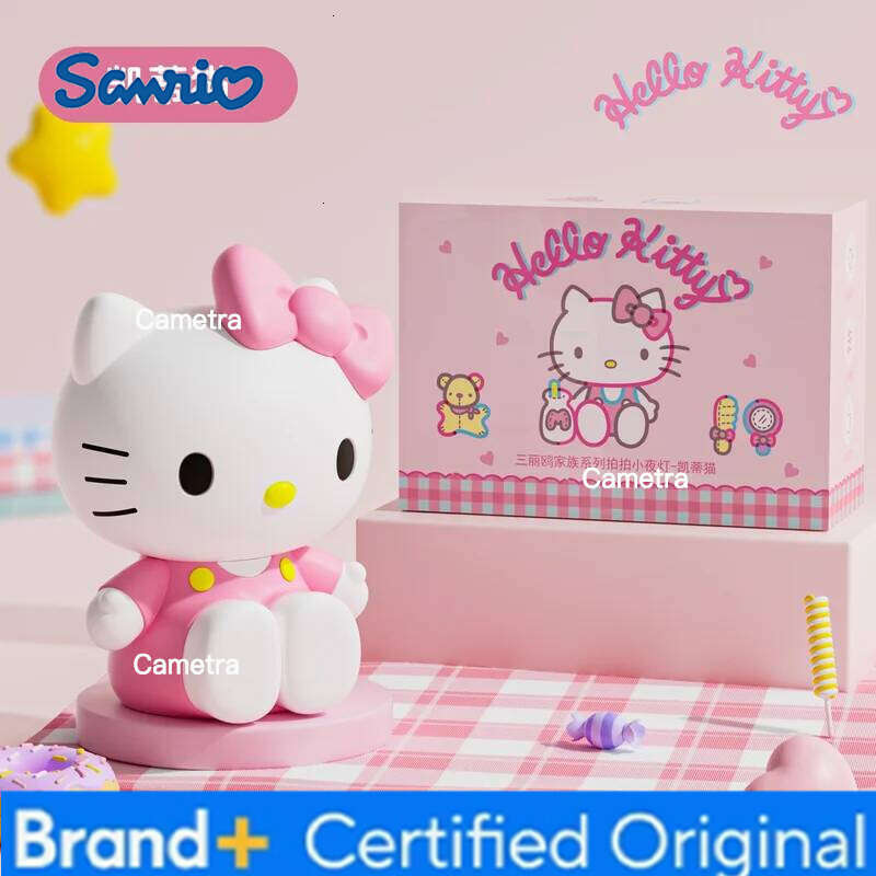 Sanrio 2026 New Patting Light Toys Figurines Kuromi Hellokitty Anime Peripheral Girls Desktop Atmosphere Lamp Birthday Gift H260128