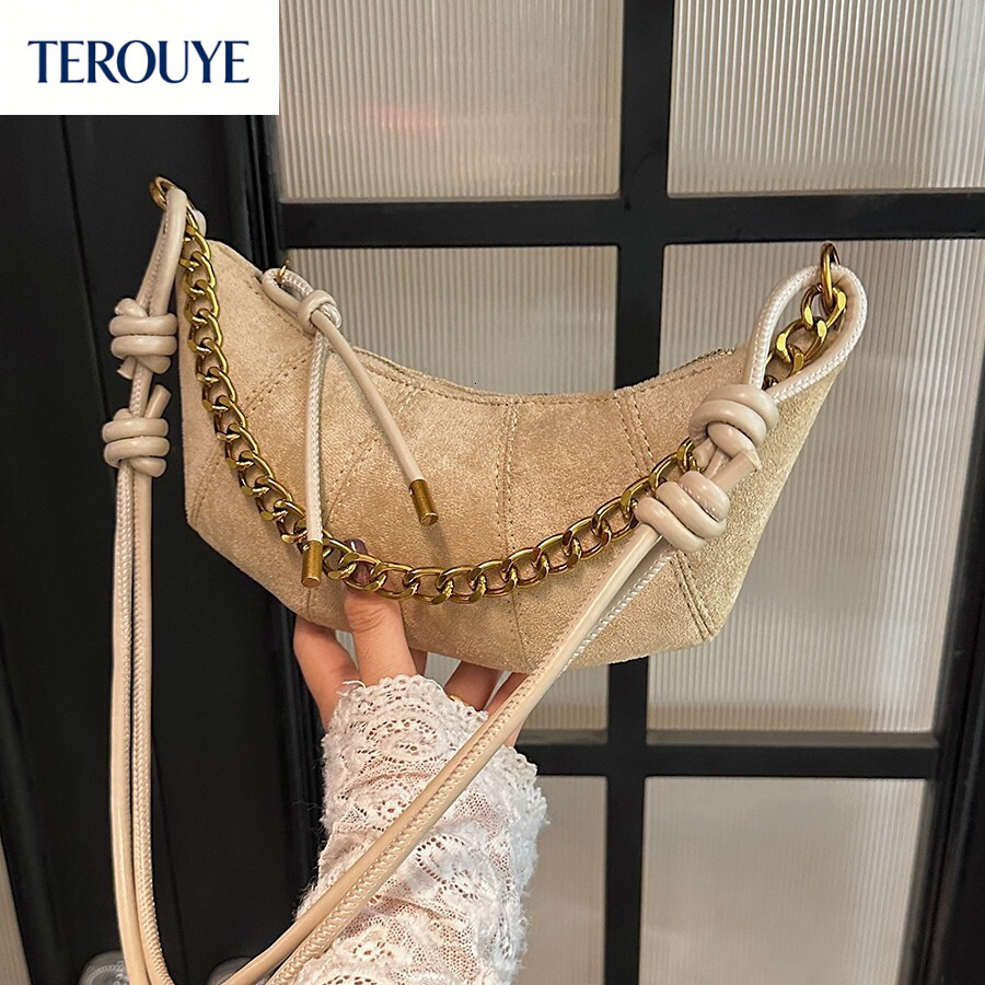TEROUYE Autumn/Winter New Women's Fashion French Style Retro Shoulder Bag Trendy Luxury Style bag Dumpling Bag