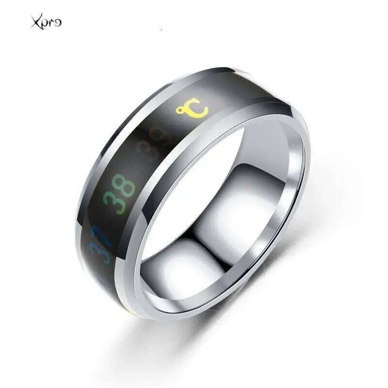 Smart Stainless Steel Multifunctional For Couples Mood Changes Color From Waterproof Body Temperature Measuring Ring XJ260127