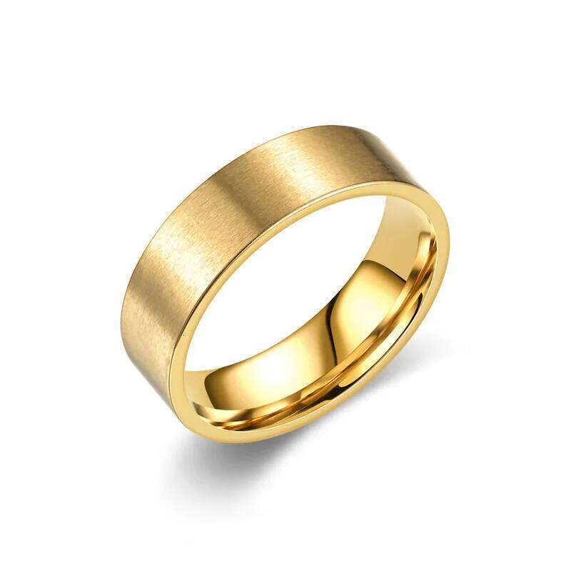 6MM Matte Simple Stainless Rings Frosting Gold Black Color Titanium Steel Ring Women Men Wedding Band Jewelry For Gift XJ260127