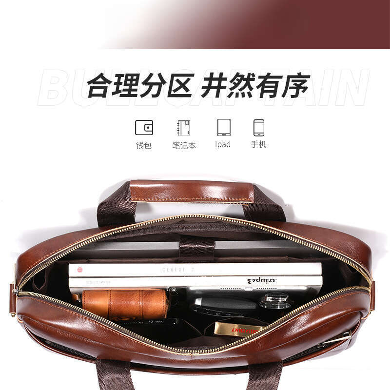 Luxury Shoulder Bags Captain Cow Genuine Leather Men S Business Briefcase Retro Top Layer Cowhide Crossbody Handheld Laptop Bag SENYY