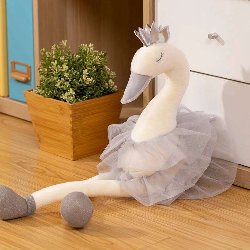 40/60CM Beautiful White&Pink Color Skirt Plush Toy Cute Cartoon Soft Pillow Stuffed Swan Doll Grils Birthday Gifts Home Dec Y260128