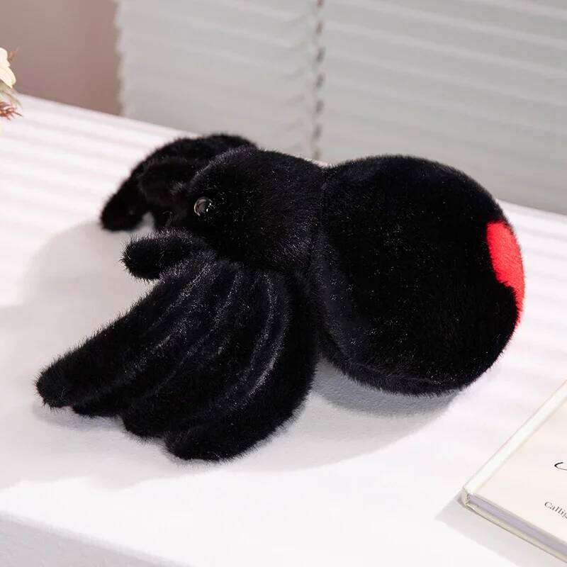 Simulation Animals Realistic Black Plush Toy Soft Stuffed Animal Cartoon Little Spider Plushies Doll for Kids Xmas Gift Y260128