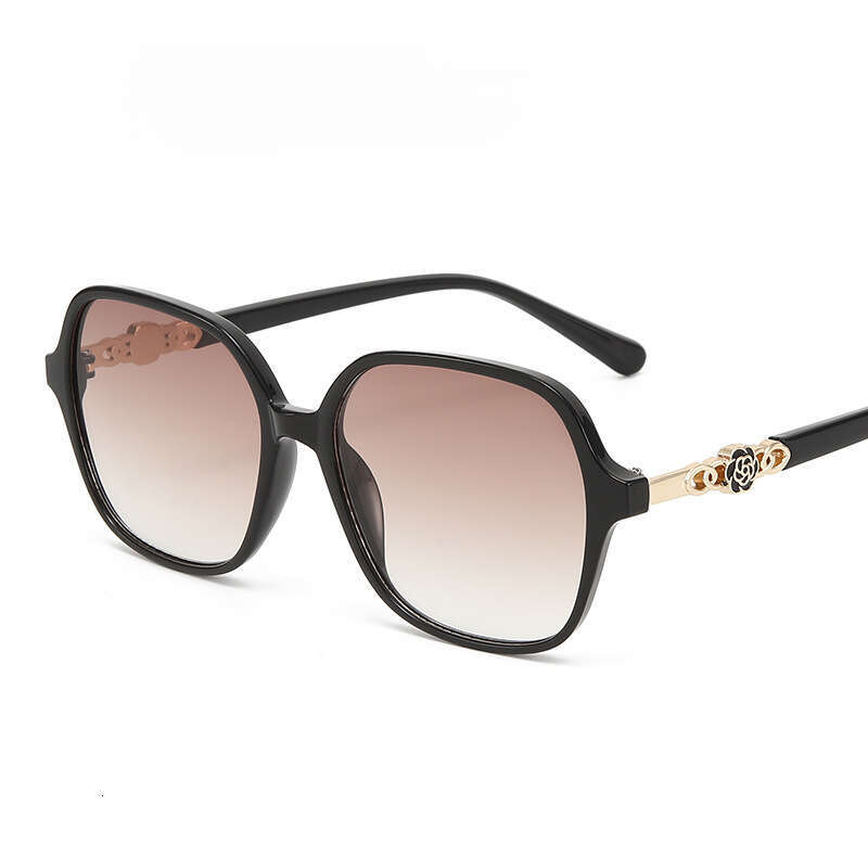 Fashion Sunglasses Camellia Floral Design with Gold Plated Accents and UV Protection for Driving Outdoor 1 Daily Wear Gift High Quality Texture