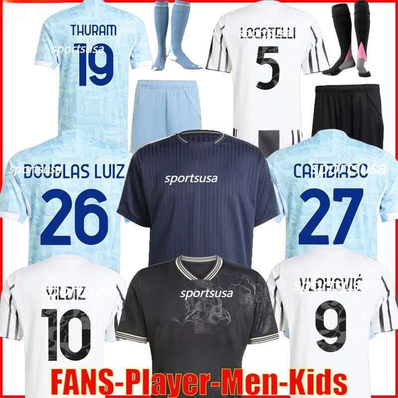 25 26 football shirt Kit JUVEs top men kids Player YILDIZ OPENDA BREMER 2025 2026 Juventues soccer jersey J.DAVID THURAM CAMBIASO KOOPMEINERS VLAHOVIC