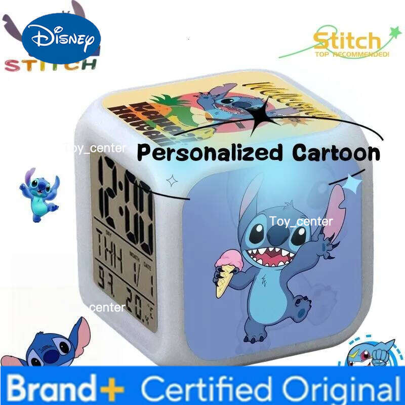 Disney Stitch Alarm Clock from Lilo & Stitch, Cute Cartoon Stylish Creative Color-Changing Night Light, Birthday Gift for Friends H260128