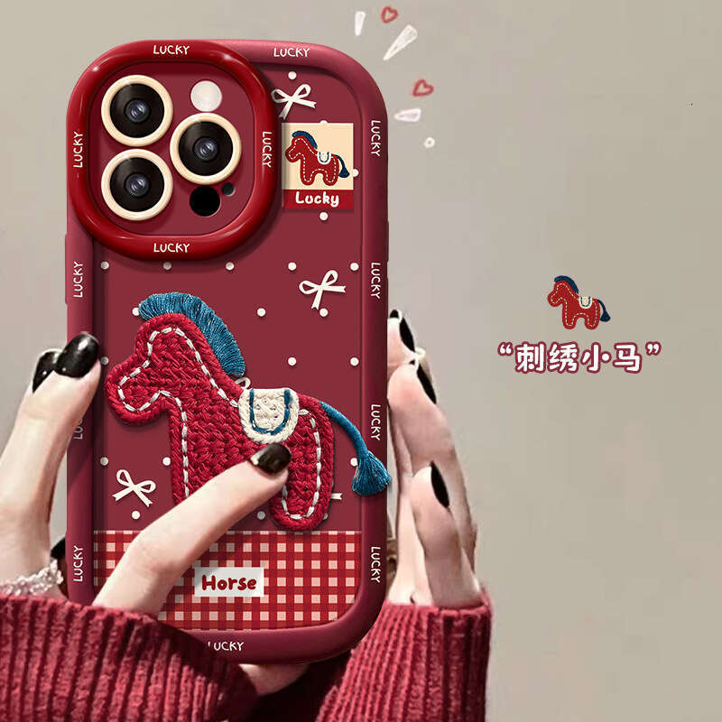 Compatible with Apple 17 Pro Max Phone Case iPhone 15 New Year 14 Soft Silicone 16 Plush Pony Lanyard 13 for Women S260128