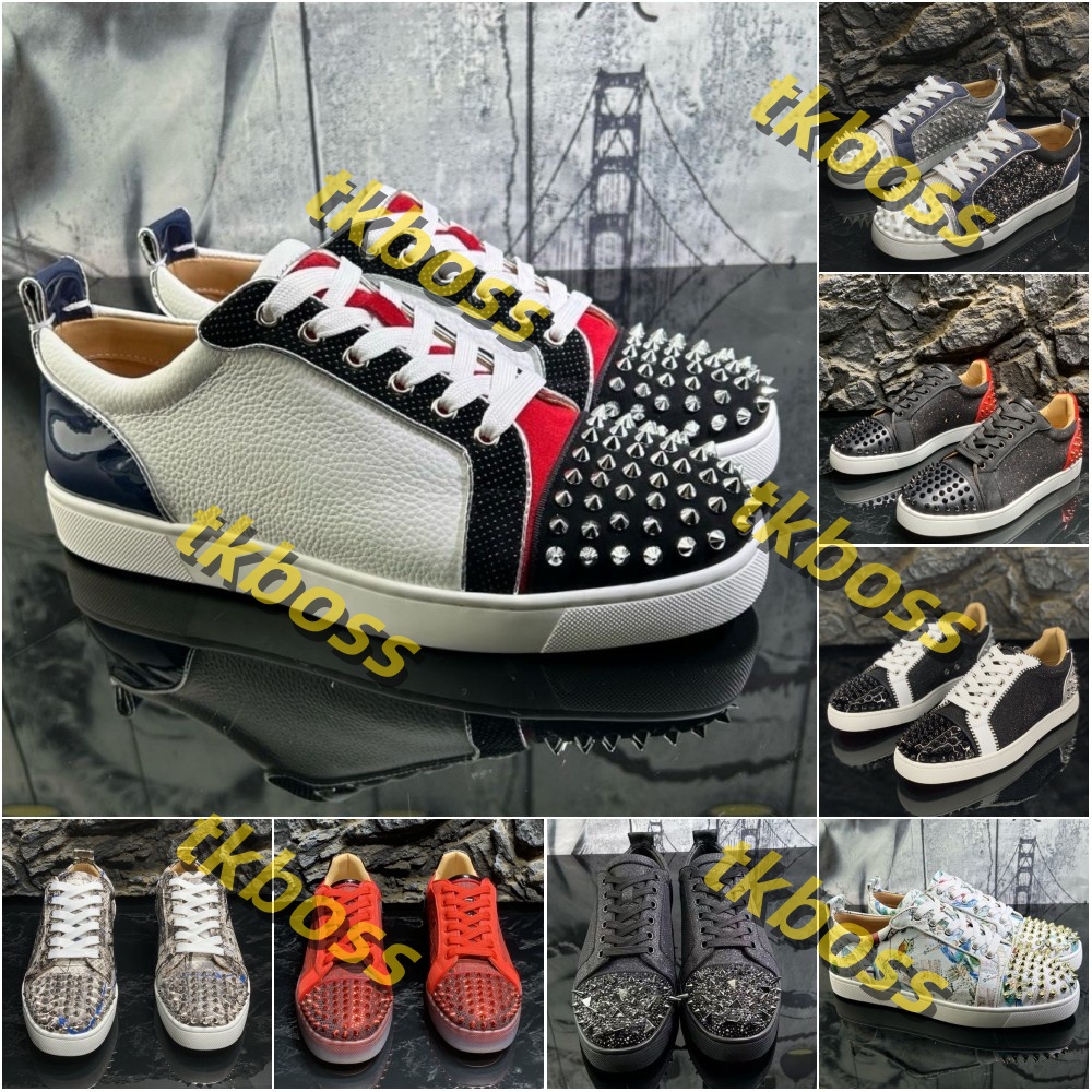 Designer hig red bottomshoesmen Dress Shoes Men Casual Shoes Bottoms Sneakers Glitter Grey Rivets Leather Suede Women Fashion Spikes Luxury classic Office 2026