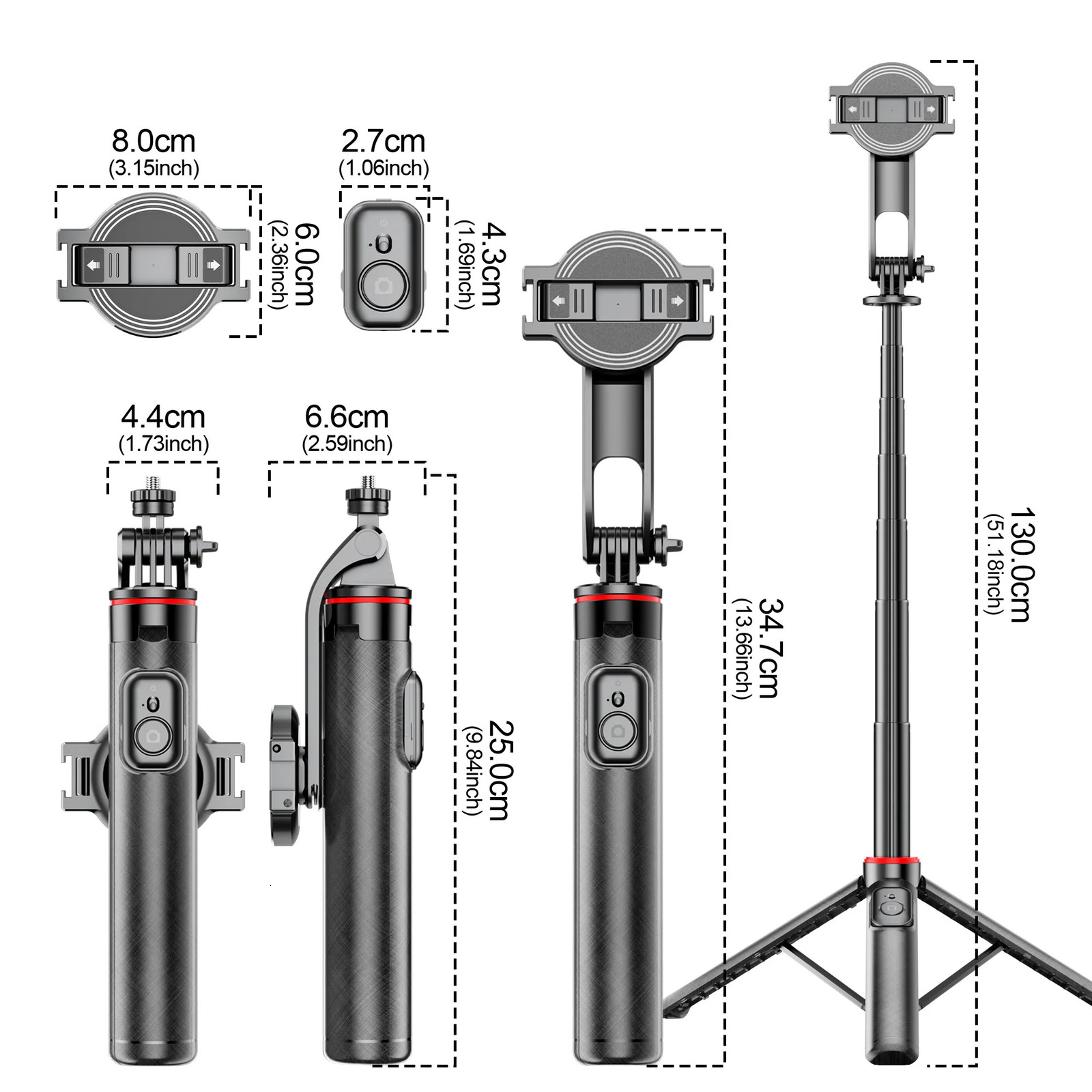 C20 Magnetic Selfie Stick Tripod for iPhone 12-16 Pro Max Travel Stand with Magsafe Phone Clamp for Android Smartphone 260127