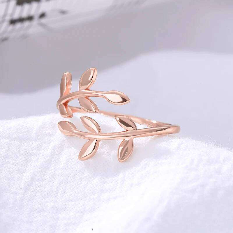 Olive Leaves Rings For Women Open Adjustable Gold Color Stainless Steel Ring Couple Wedding Band Jewelry free shipping item 2024 XJ260127