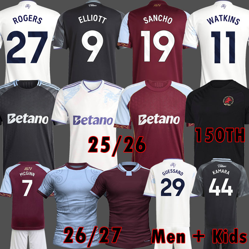 2025 150 Year Anniversary Kit ELLIOTT Aston Soccer Jerseys Villa Kits 26 27 WATKINS McGINN SANCHO men kids 150TH football Shirts ALLIV ROGERS Uniform Special BUENDIA