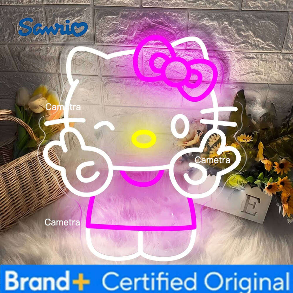 Sanrio Hello Kitty Neon Sign LED Anime Night Light Dimmable USB Powered Game Room Bedroom Decor Gift for Friends and Girls H260128
