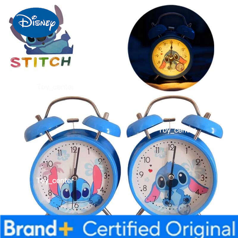 Disney Stitch 4 Inch Twin Bell Loud Metal Frame 3D Dial with Backlight Battery Operate Des Alarm Clock Decoration H260128