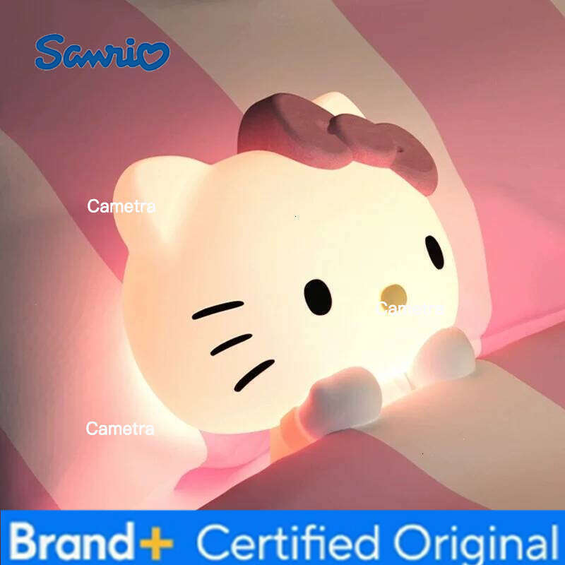 Sanrio Anime Hello Kitty Kuromi Cartoon Silicone Bedside Ambience Kawaii Night Light Pat Lamp Cute Desktop Ornament Gift H2601281