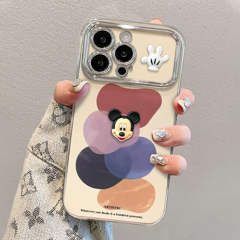 Color Block Mickey Bracelet Compatible with Apple 16 Pro Max Phone Case 13 Electroplated Window 15 Cute Cartoon 11 Shockproof S260128