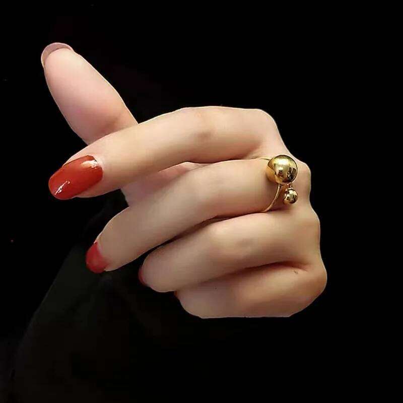 Stainless Steel Ball Adjustable Statement Golden Metal Trendy Finger Ring Jewelry bague acier inoxydable New Gift XJ260127