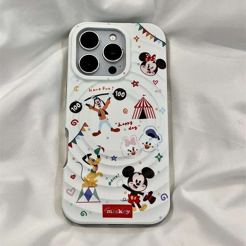 Wave Shell Mickey Minnie Magnetic Stand Compatible with iPhone 17 Apple 16 Pro Max/15/14 Phone Case for Women S260128