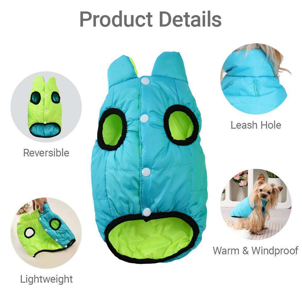 Reversible Pet Jacket Autumn Winter Warm Dog Clothes Waterproof Lightweight Puppy Coat Vest For Dogs Cats Chihuahua Pug Outfits XJ260127
