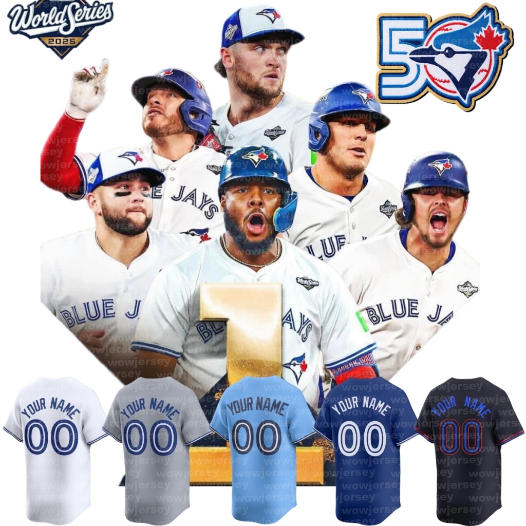 World Series Blue Jays Vladimir Guerrero Jr. Alejandro Kirk Baseball Jersey George Springer Nathan Lukes Daulton Varsho Ernie Clement Addison Barger with patch