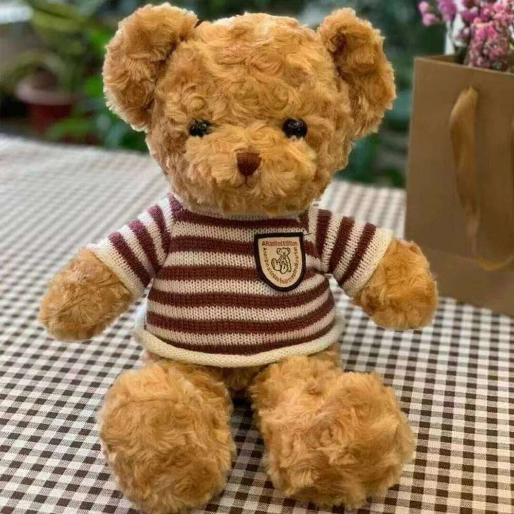 30cm Cute Plush Toy Wearing Adorable Stuffed Animal with Soft Sweater Teddy Bear Perfect Gift for Kids Y260128