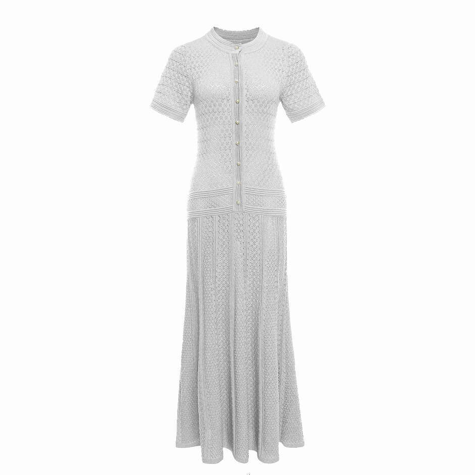 2026 Spring/Summer New Cutout Pattern Round Neck Single breasted Elegant Fashion Long Dress for Children