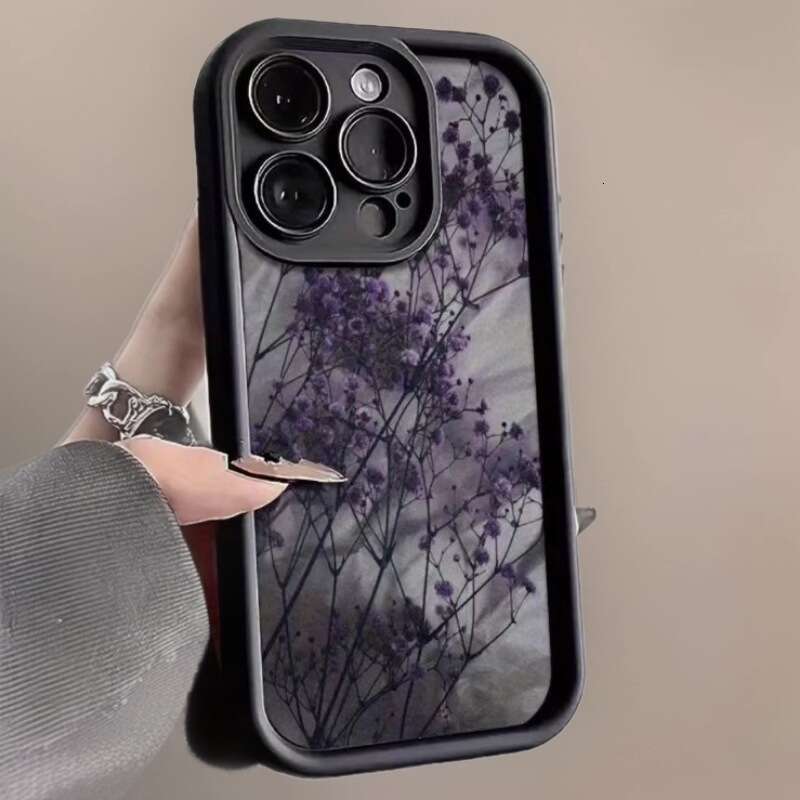 Purple Flower Case for Apple 17 Pro Max iPhone 16 Korean Japanese Ins 15 Cross-Border 14 European and American Style 13 S260128