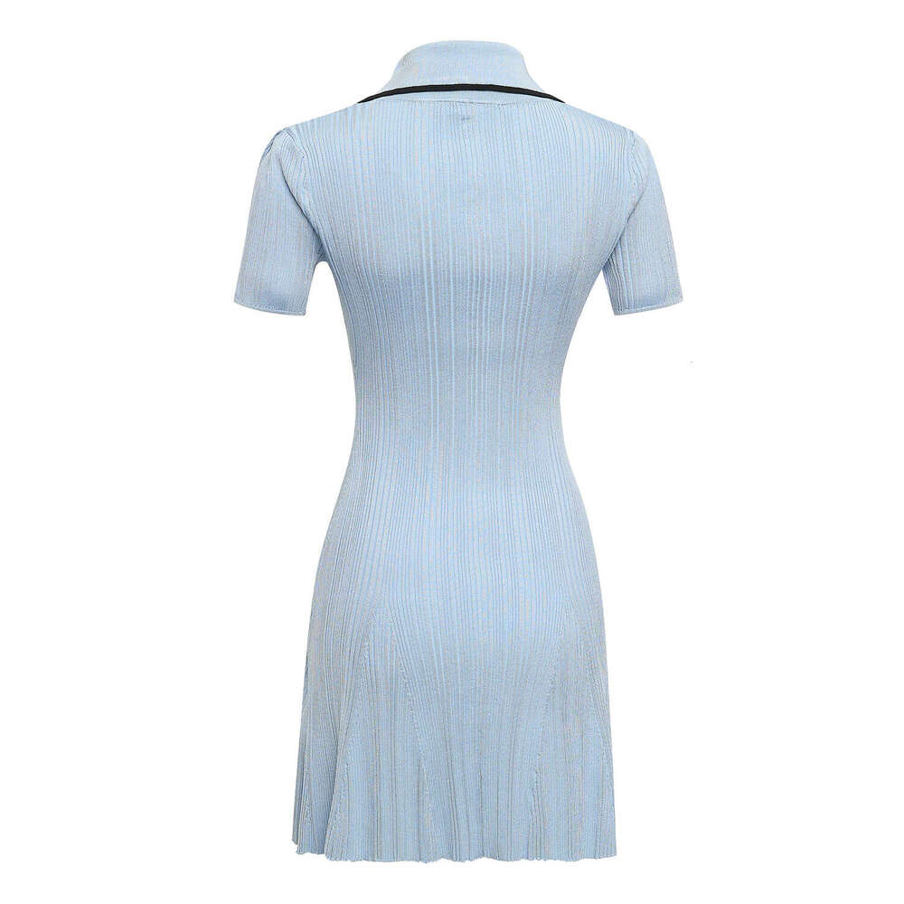 2026 Spring/Summer New Designer Women's Suit Collar Short Sleeve Slimming Elegant Knitted Tight Dress