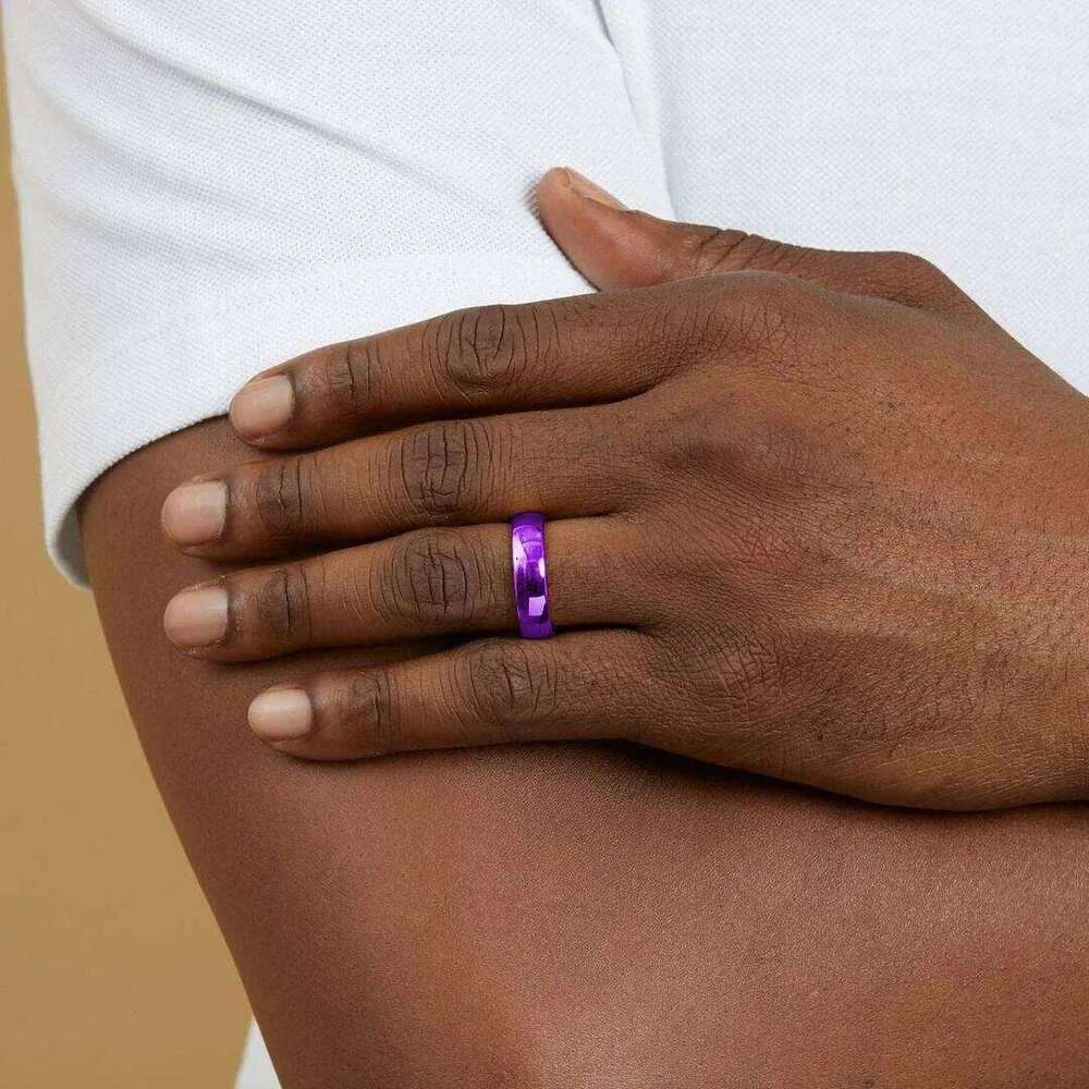 Fashion Purple Titanium For Men Women Simple Glossy Stainless Steel Promise Rings Wedding Engagement Jewelry Gifts XJ260127