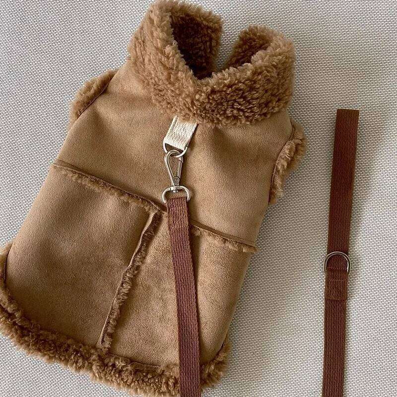 Classic Solid Vests Winter Fleece Pet Dog For Small Medium Dogs Jackets Cats Fall Clothes Traction Warm Vest XJ260127