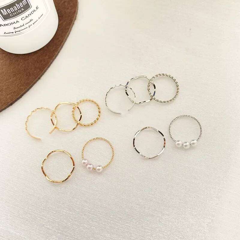 5Pcs/set Fashion Rings Women Metal Hollow Round Opening Finger Ring for Girl Lady Party Jewelry Wedding Gifts XJ260127