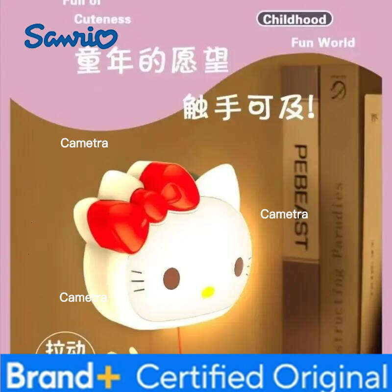 Sanrio Kawaii Hello Kitty Night Hot Cute New Girly Three-Speed Soft Light Pat Lamp Eye Protection Bedside Cartoon Kid Gift H260128