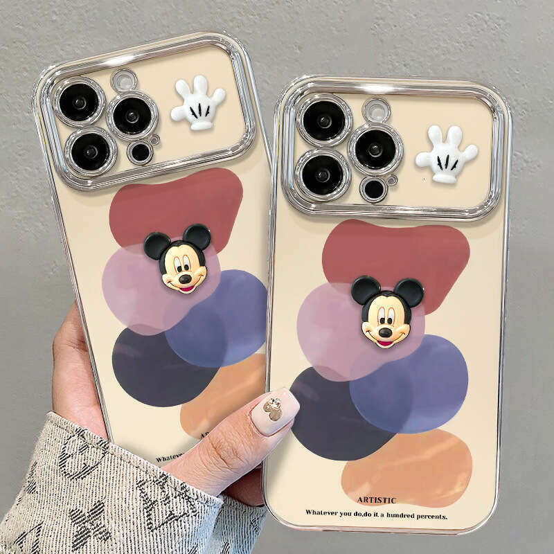 Color Block Mickey Bracelet Compatible with Apple 16 Pro Max Phone Case 13 Electroplated Window 15 Cute Cartoon 11 Shockproof S260128