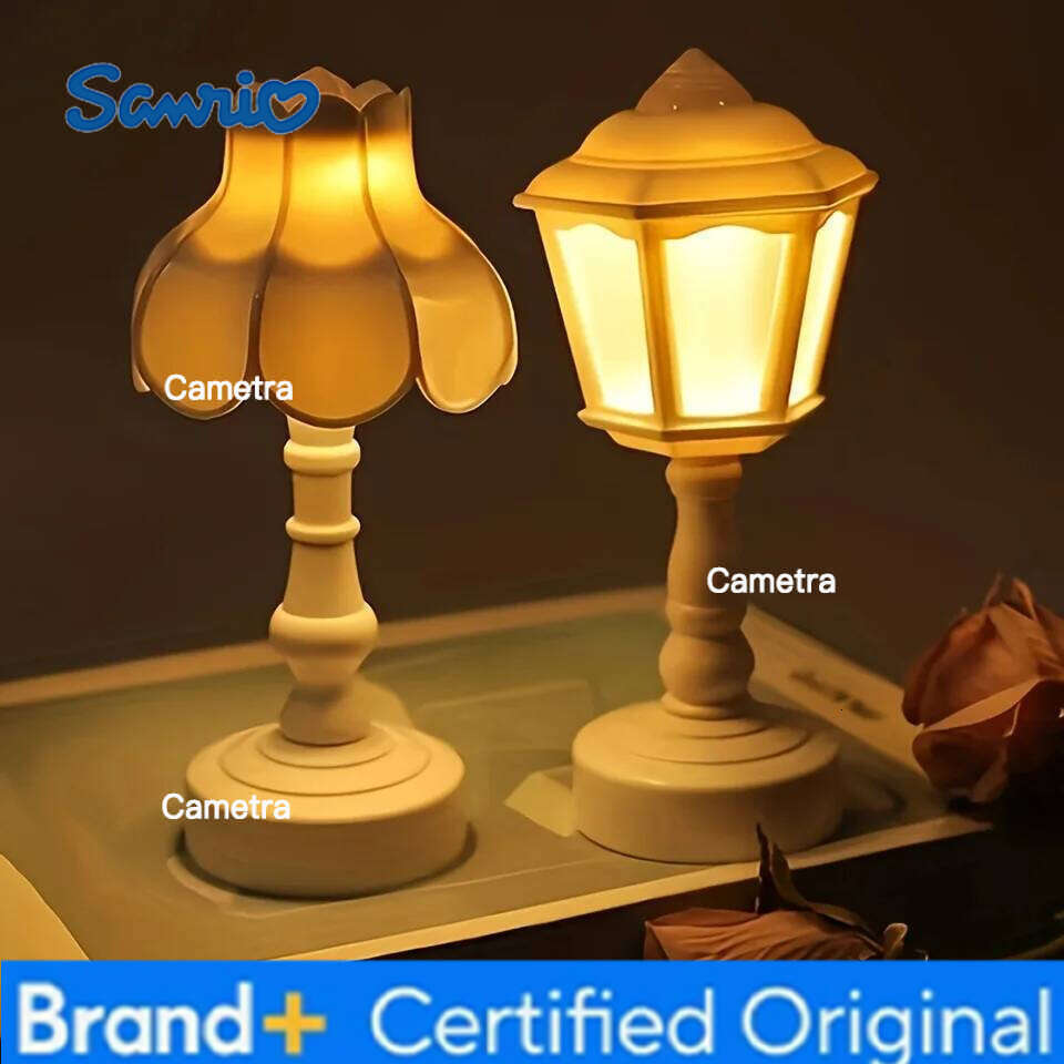 Sanrio Geometric Flower Bud Button Battery LED Table Lamps Desk For Bedroom Dining Touch Night Light Simple Modern Decoration H260128