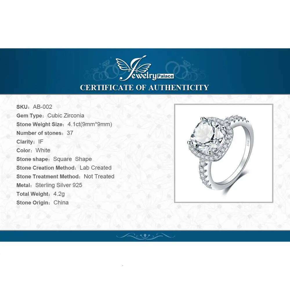 JewelryPalace 925 Sterling Silver Wedding Engagement for Women 3ct Halo Princess cut Simulated Diamond AAAAA CZ Bridal Ring XJ260127