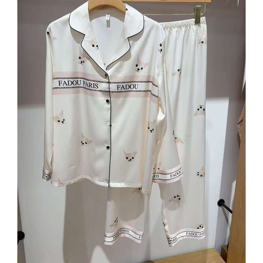 Homewear Women's Pajamas Early Spring Ice Silk Polka Dot Camellia Light Long Sleeve Comfortable Loungewear Set