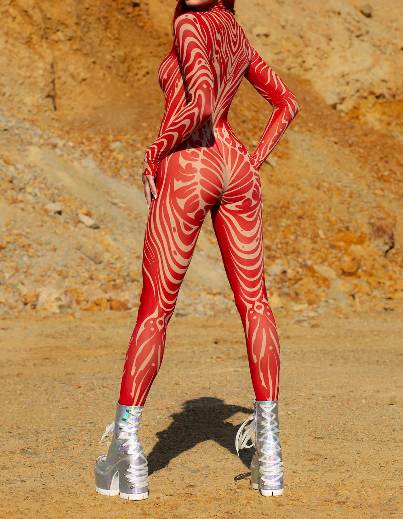 Stage Wear Halloween Cosplay Costume 3D Digital Printed Bodycon One Piece Cosplay Jumpsuit