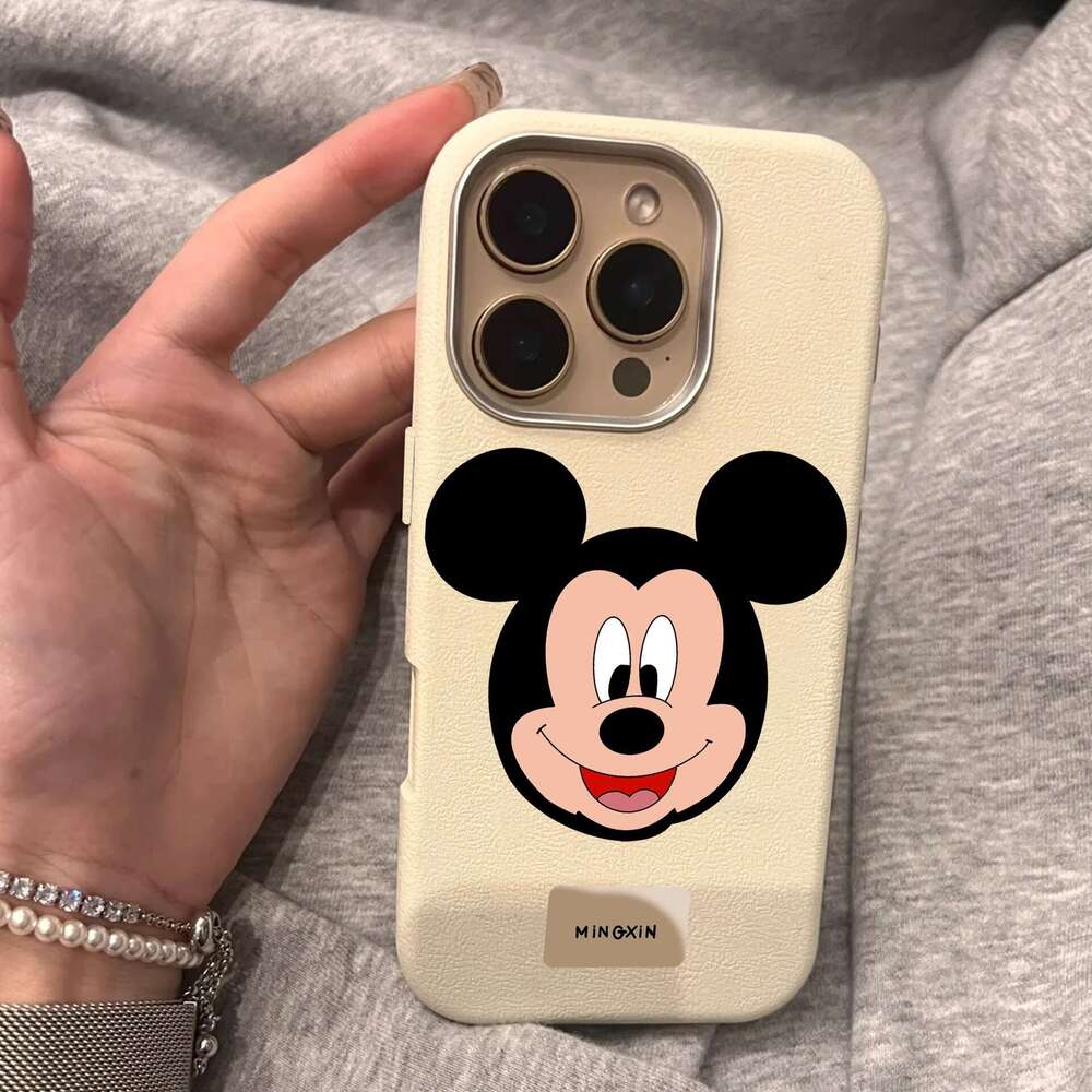 Mickey Compatible New 16 Pro Max Phone Case Apple 11 Cartoon 13/14P Leather Texture Simple 15PM S260128