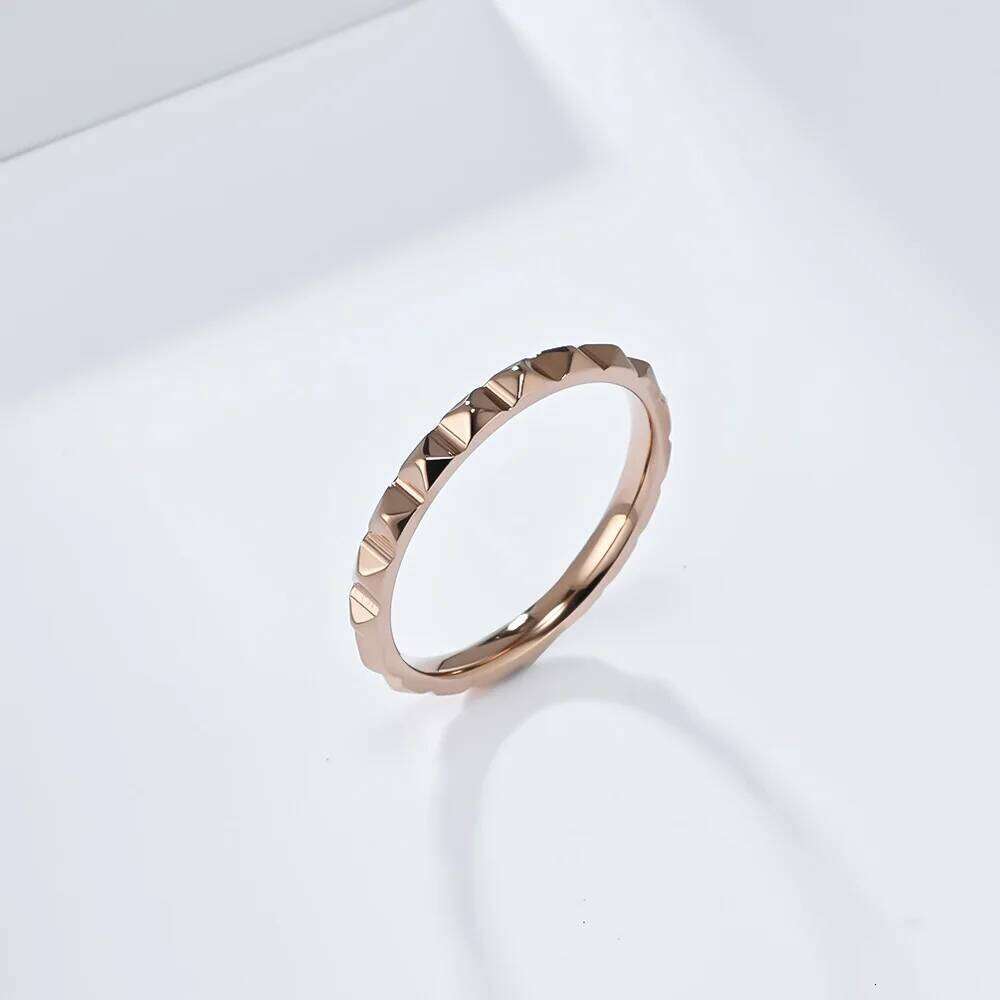 Titanium Steel Pyramid Grid Pinky Ring Matte Finish Geometric Jewelry Adjustable Stackable Commute Accessories Everyday Wear XJ260127