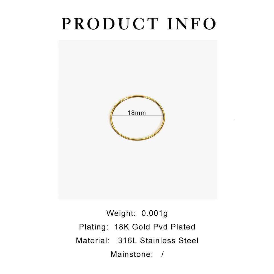 GHIDBK 0.5mm Extremely Thin Stainless Steel Anti-Tarnish Rings for Women Fashion Simple 18K Pvd Gold Plated Ring Office Style XJ260127