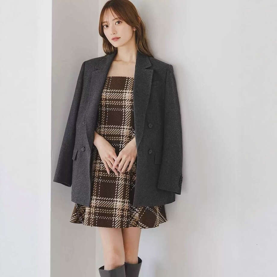 2026 new Japanese style sweet multifunctional high waisted roving plaid belt dress for autumn and winter slim fit