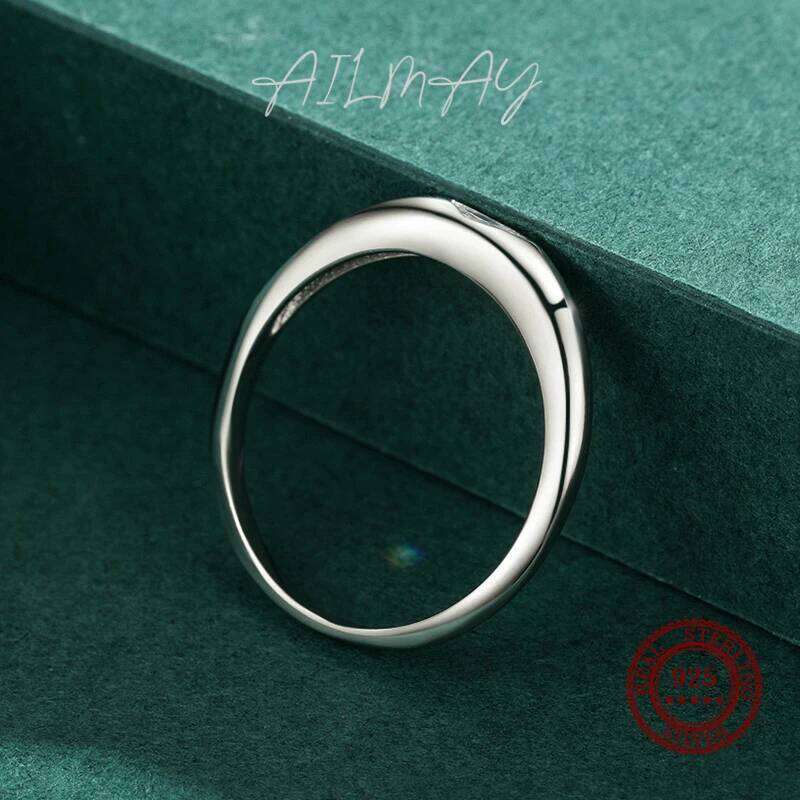 Ailmay Sparkling Clear Zircon 100% 925 Sterling Silver Finger Ring For Women Minimalist Fine Jewelry 2021 New Style XJ260127
