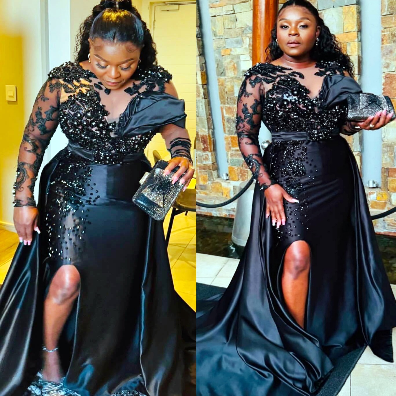 2026 Plus Size Black Mermaid Mother Of Bride Dresses Lace Crystals Beaded Satin Vintage Evening Party Mama's Dress 50's Birthday Wedding Gue