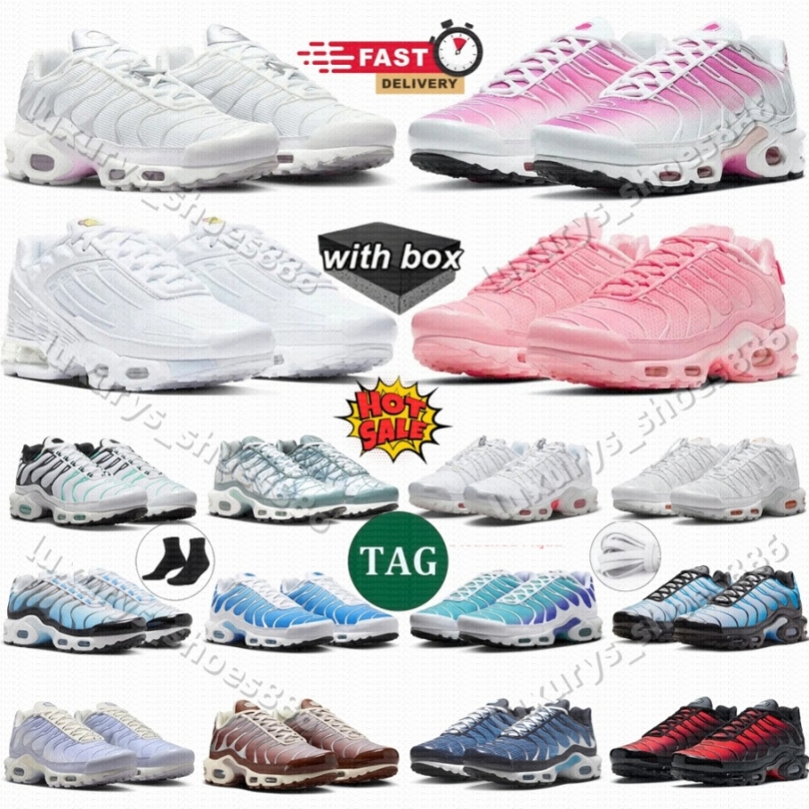 Designer shoes runner sneakers with box tn men women tns triple Unity black white red navy blue Worldwide pink Marseille Reflective outdoor sports trainers running