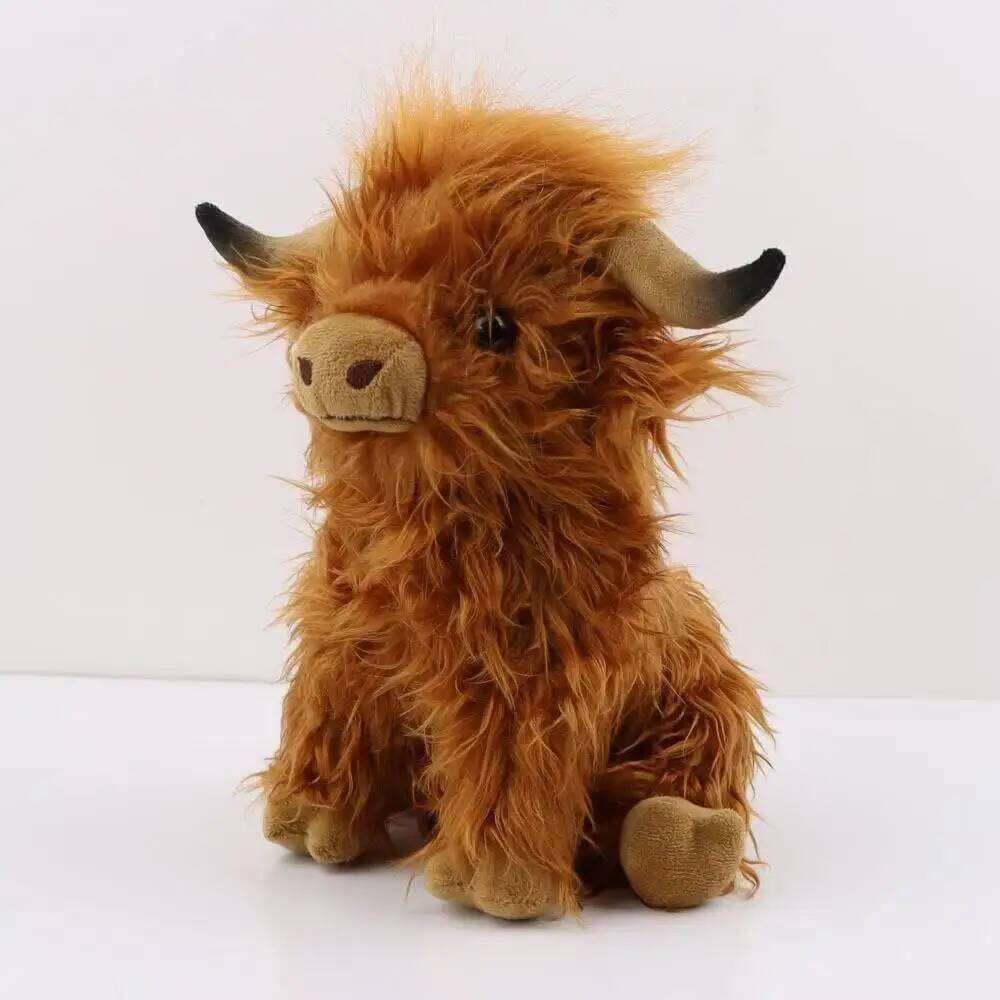 Simulation Animal Doll Soft Stuffed Highland Cow Plush Kawaii Kids Baby Gifts Toy Home Room Decor Y260128