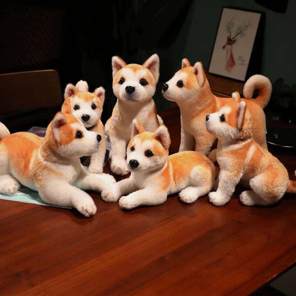 Lifelike Akita Dog Stuffed Animal Plush Toy Cute Simulation Puppy Shiba Inu Fluffy Appease Baby Doll Birthday Gifts For Children Y260128