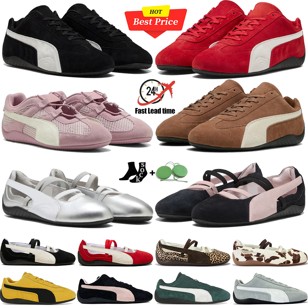 Free shipping Ballet flats Suede Speedcats shoes designer sneakers for men ladies dancing shoes Silver Black white leather loafers womens mens trainers size 36-45